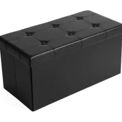 Parya Home Zitpoef, zitbank met opbergruimte, opvouwbaar, zwart Discount