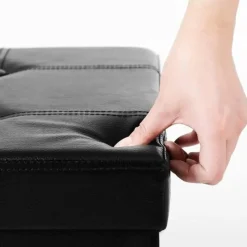 Parya Home Zitpoef, zitbank met opbergruimte, opvouwbaar, zwart Discount