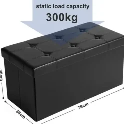 Parya Home Zitpoef, zitbank met opbergruimte, opvouwbaar, zwart Discount