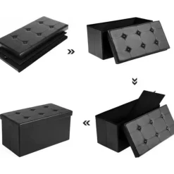 Parya Home Zitpoef, zitbank met opbergruimte, opvouwbaar, zwart Discount