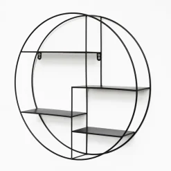 IVOL Zwart metalen wandrek met 4 plankjes - Rond - 50x10 cm Hot
