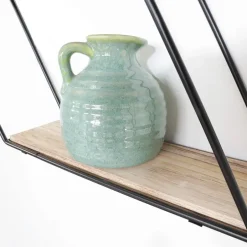 IVOL Zwart metalen wandrek met 3 houten plankjes - Zeshoek diagonaal Sale