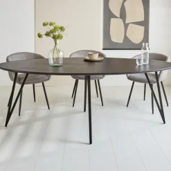Dimehouse Zwart ovale eettafel Cesar 230x100 cm - Mangohout - Zwart Outlet