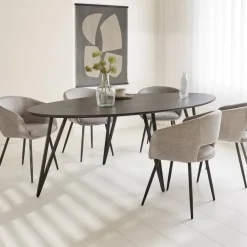 Dimehouse Zwart ovale eettafel Cesar 230x100 cm - Mangohout - Zwart Outlet