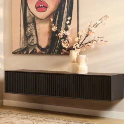 StarFurn Zwevend Tv-meubel Zwart Hout - 160x35x30cm - Madison Hot